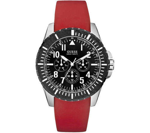 BRAND NEW Guess Gents Red Rubber Chronograph Watch 100M water resistant Day and Date Features