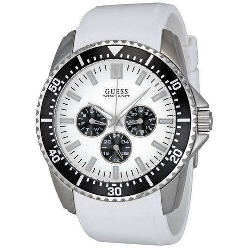 BRAND NEW GENUINE Guess Gents Focus White Silicon Chronograph Watch with Date, Day, Seconds features