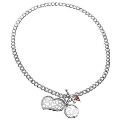 *Brand New* Guess Ladies Silver Necklace with Heart and Logo Pendant *Stunning*