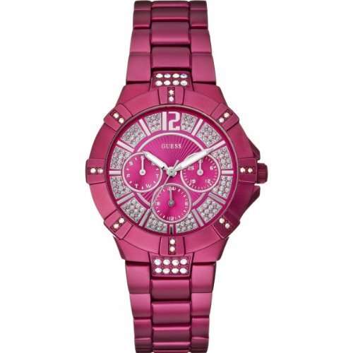 *Brand New* Guess Ladies  Fuschia Pink Aliminium Chronograph Watch with Swarovski *2 Year Warranty*