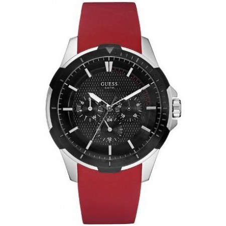 Guess Gents Red Rubber Chronograph Watch