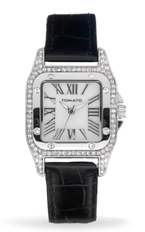 BRAND NEW Tomato Ladies Black Mother of Pearl Square Dial Watch*Two Year Manufacturer's Warranty*