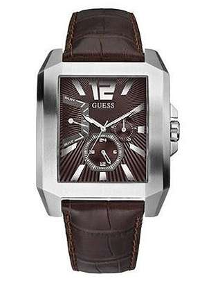 BRAND NEW GUESS MENS CHRONOGRAPH WATCH WITH BROWN LEATHER STRAP **STUNNING MODEL**