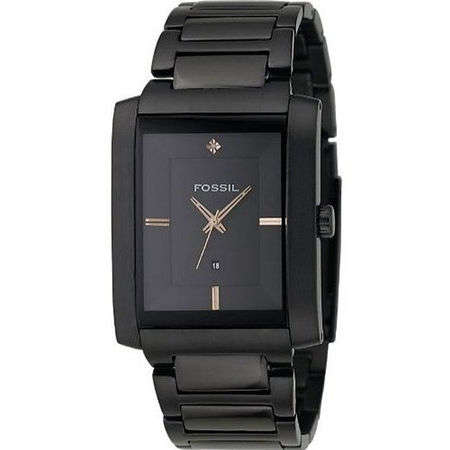 BRAND NEW Fossil Men's Rectangular Black Ion-Plated Stainless Steel Watch #FS4376 **STUNNING MODEL**