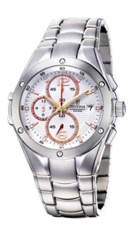 BRAND NEW FESTINA MENS BIG EYE STAINLESS STEEL WHITE DIAL BRACELET WATCH**STUNNING MODEL**