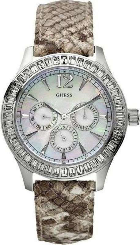 BRAND NEW GUESS Beautiful Ladies Muse Stone Set Chronograph Watch Leather Strap **STUNNING MODEL**