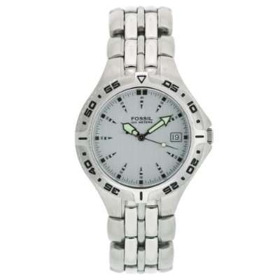 BRAND NEW Fossil Sport Collection Stainless Steel Brushed Silvertone Dial 100M Mens *STUNNING MODEL*