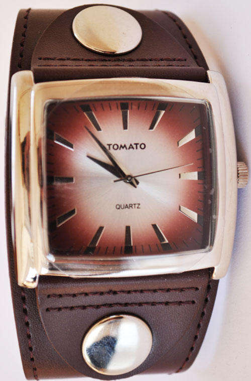BRAND NEW Tomato Men's Brown Leather Watch Square Stainless Steel Dial T163075 **Stunning Watch**