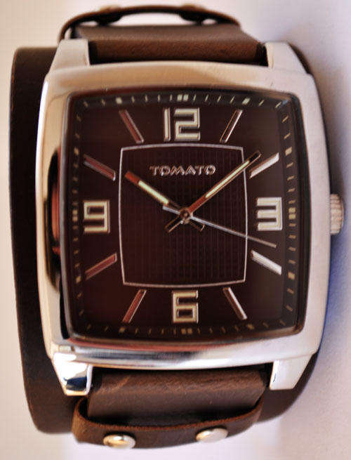 BRAND NEW Tomato Men's Brown Cuff Watch Square Stainless Steel Dial T163110**Stunning Watch**