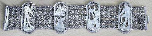 Antique hallmark Egyptian silver bracelet 1940 - 36g - very hard to find