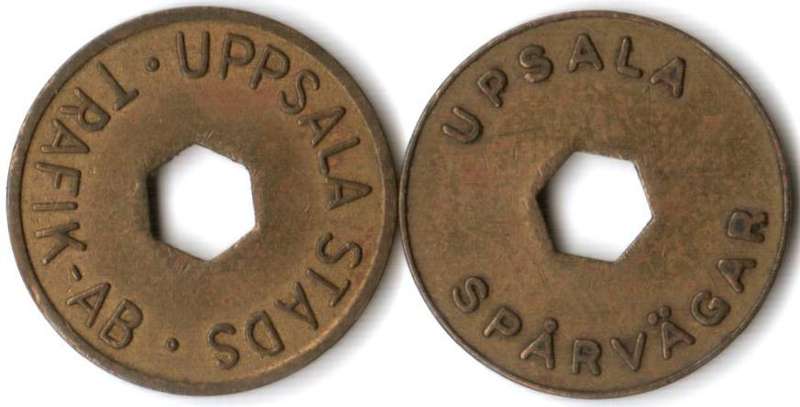 Sweden Uppsala tramway tokens(x2) 1950`s