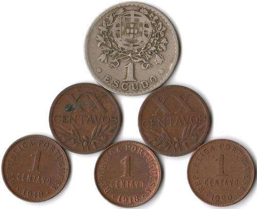 Portugal 6 coins from the 1900's, all hard to find