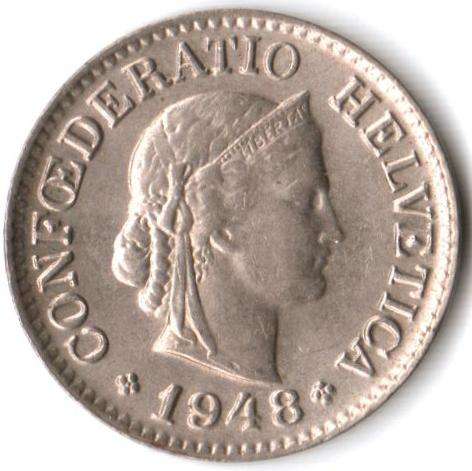 Switzerland 10 Rappen 1948 - key date - great detail