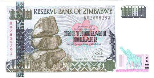 Zimbabwe 1000 Dollars 2003 P.12 UNC condition