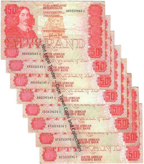SA R50 G De Kock 1984 (x8) - all in used condition - one bid for all