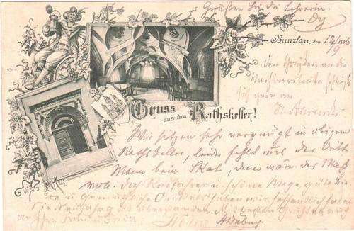Postal History - Postcard `Gruss Aus Rathskeller` 1896 German Reichspost