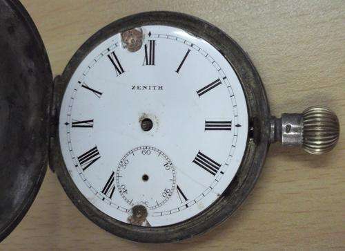 Antique Zenith Silver(.935) pocket watch, full hunter case *For Restoration* in Working condition