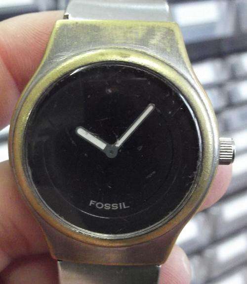 FOSSIL - Gents, silver plated copper, quartz. Well used