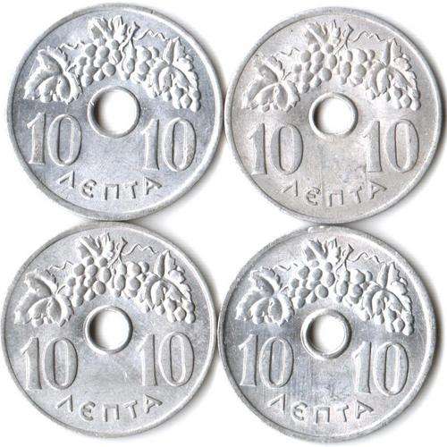 Greece 10 Lepta 1954, 1964, 1966, 1969 - all in excellent condition