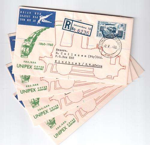 1960 Unipex cover Railways registered airmail to Windhoek, 4 available