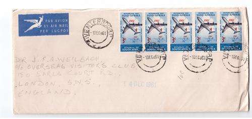 Postal History - Letter airmail 1961 Ventersdorp to London