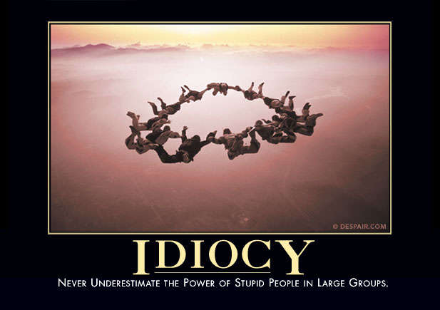 Framed funny Demotivators poster - Idiocy - for realist business people