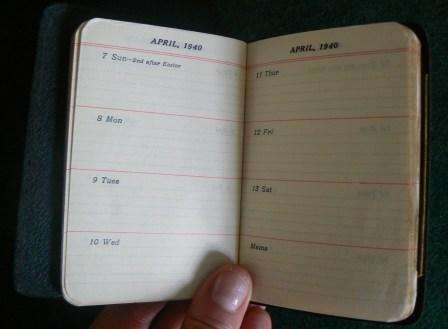 General Accident Assurance diary 1940, minor notes, with original pencil