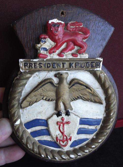SA Navy, Frigate President Kruger ship's plaque, plaster of pairs - as per photo
