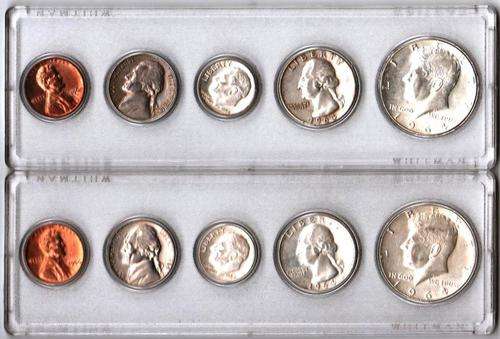 2x USA coin sets 1964 - Not Proof, Not UNC - (38.25g of silver)