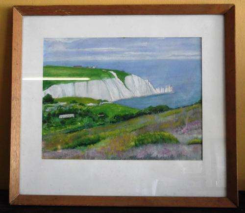 Ocean cliff scene by Charles Black 1973 - Framed