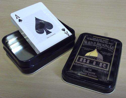 'Skagway Brewing Co.' playing cards in tin