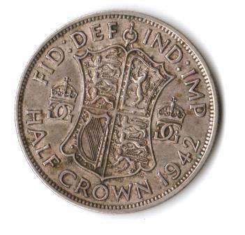 Britain half crown 1942 silver, great detail
