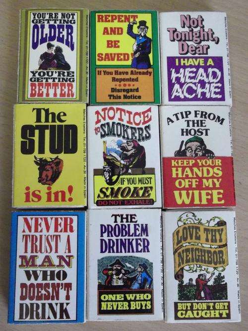 Lot of 9 vintage funny matchboxes, made in Spain