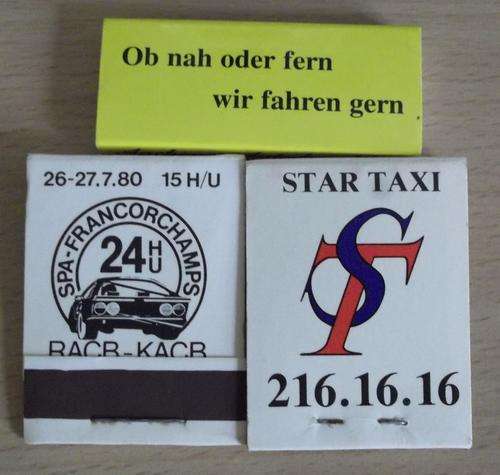 3 Vintage matchbooks advertising International Taxis services - all unused