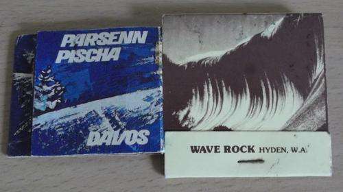 2 Matchbooks from well-known places - Wave Rock, Australia & Davos, Switzerland
