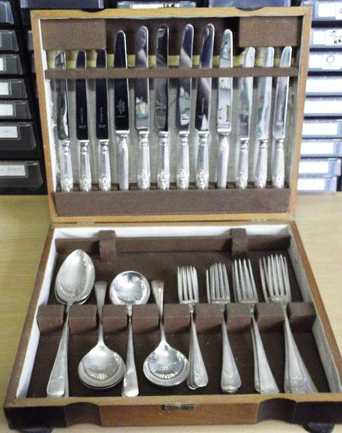 Made up silver plated cutlery set, in box - as per photos