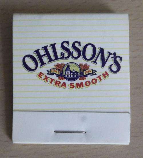 Classic Ohlsson's beer matchbook - unused - Your mother-in-law's fav beer of the 1980's