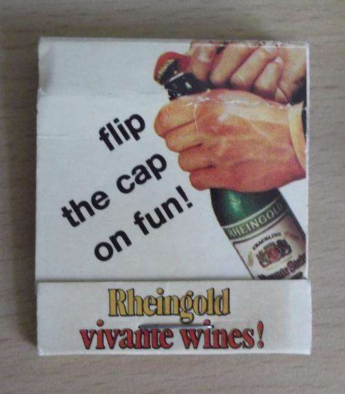 Classic Rheingold vivante wines matchbook - partially used