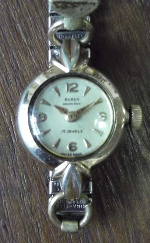 Beautiful vintage Buren Grand Prix, manual wind, ladies watch, gold plated - working, in box