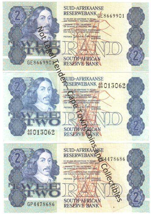 SA R2 G De Kock, 3 notes in aUNC condition