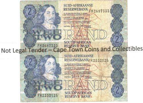 SA R2 G De Kock, with serial no. touching Reserwebank - with standard note included