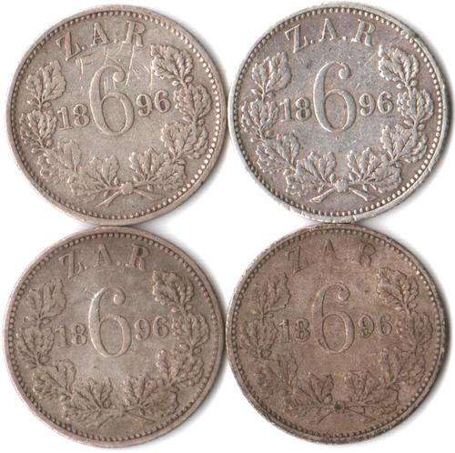 ZAR 6 Pence 1896(x4) - as per scan - one bid for all
