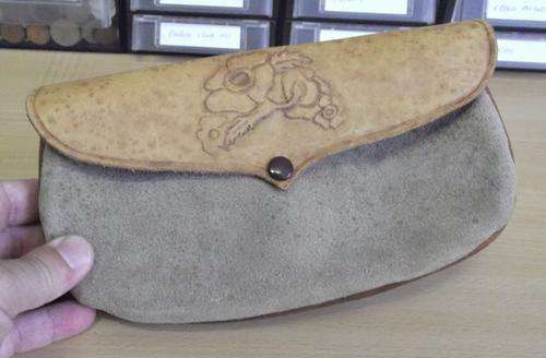 Vintage leather purse/pouch, 220mm x 125mm - Newey England studs