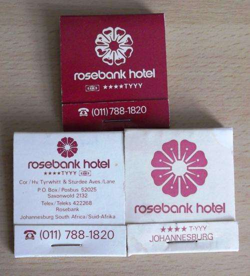 3 vintage Rosebank Hotel matchbooks - unused