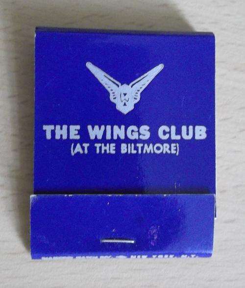 Vintage `The Wings Club` matchbook - unused