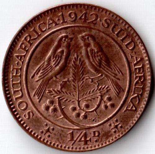 SA Union Farthing 1942 aUNC toned