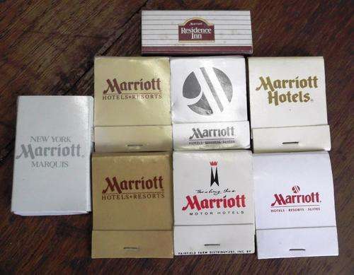8 vintage Marriott Hotels matchbooks & boxes - all unused, except one