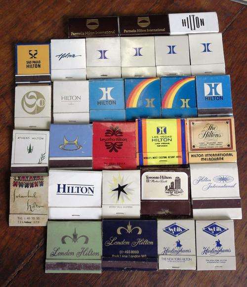 Lot of 29 different vintage Hilton Hotel matchbooks & boxes - 24 unused