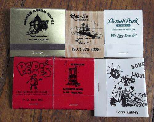 6 unused vintage matchbooks from Alaska