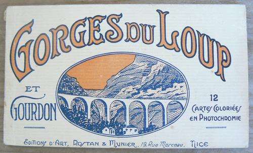 Unused old booklet with 12 Gorges du Loup tear-off postcards French Alps